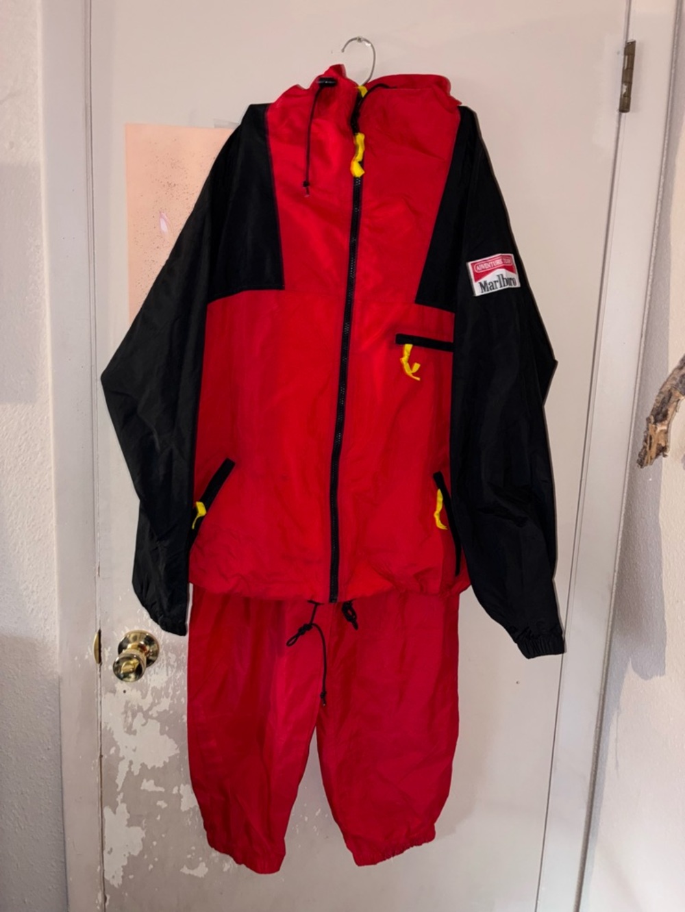Vintage Red and Black Marlboro Two-Piece Windbreaker Set
